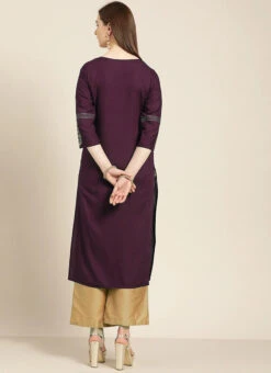 Purple Rayon Embroidery Kurta Palazzo Suit Party Wear 7 Purple Rayon Embroidery Kurta Palazzo Suit Party Wear -C Bazaar Shop purple rayon embroidery kurta palazzo suit krsdmf7154g b