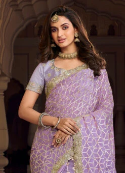 Purple Viscose Chanderi Silk Embroiderey N Zari Work Half N Half Saree Party Wear 7 Purple Viscose Chanderi Silk Embroiderey N Zari Work Half N Half Saree Party Wear -C Bazaar Shop purple viscose chanderi silk embroiderey n zari work half n half saree sasklk1005 b