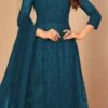 Rama Blue Anarkali Suit Net Embroidery Work Party Wear