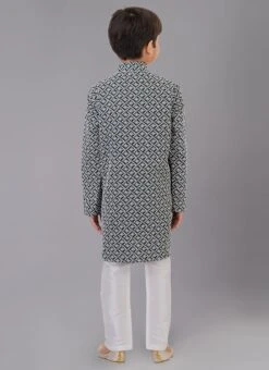 Rama Green Cotton Silk Embroidery Kurta Pyjama Party Wear -C Bazaar Shop rama green cotton silk embroidery kurta pyjama kdbkvs833 b