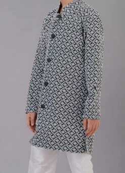 Rama Green Cotton Silk Embroidery Kurta Pyjama Party Wear