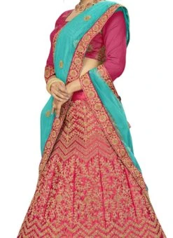 Rani Pink Art Silk Embroidered A Line Lehenga Party Wear