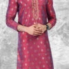 Rani Pink Blue Silk Jacquard N Brocade Work Kurta Pyjama Party Wear