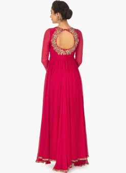 Rani Pink Georgette Embroidered Anarkali Suit Party Wear -C Bazaar Shop rani pink georgette embroidered anarkali suit sldvc105 b