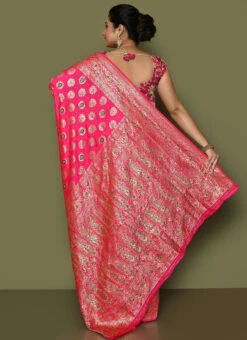 Rani Pink Georgette With Hand Work Saree Festive Wear 7 Rani Pink Georgette With Hand Work Saree Festive Wear -C Bazaar Shop rani pink georgette with hand work saree sadsf4881 b