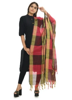 Rani Pink Handloom Cotton Weaving Work Dupatta Work Wear -C Bazaar Shop rani pink handloom cotton weaving work dupatta dpdmimfd069 u