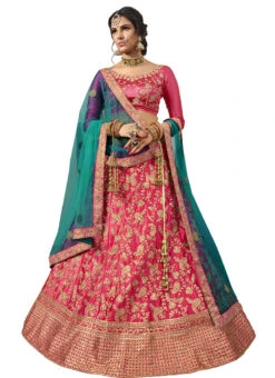 Rani Pink Satin Silk Embroidered A Line Lehenga Party Wear 6 Rani Pink Satin Silk Embroidered A Line Lehenga Party Wear -C Bazaar Shop rani pink satin silk embroidered a line lehenga ghssit233601 u