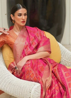 Rani Pink Silk Weaving Work Saree Festive Wear 7 Rani Pink Silk Weaving Work Saree Festive Wear -C Bazaar Shop rani pink silk weaving work saree sasli1781268001 b