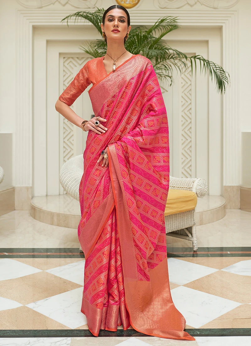 Rani Pink Silk Weaving Work Saree Festive Wear 3 Rani Pink Silk Weaving Work Saree Festive Wear - Image 3