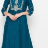 Readymade Teal Modal Silk Sequin Embroidery Kurta Palazzo Set Work Wear