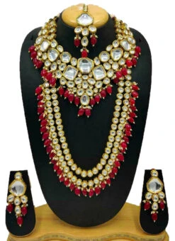 Red Alloy Kundan Necklace Wedding Wear -C Bazaar Shop red alloy kundan necklace jysmnikm1172 b