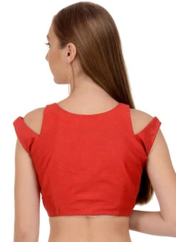 Red Art Dupion Silk Plain Blouse Festive Wear -C Bazaar Shop red art dupion silk plain blouse bldiw15 b