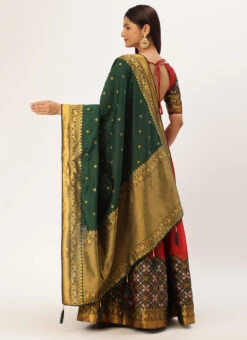 Red Art Silk Benarasi Jacquard A Line Lehenga Festive Wear 7 Red Art Silk Benarasi Jacquard A Line Lehenga Festive Wear -C Bazaar Shop red art silk benarasi jacquard a line lehenga ghsrk176082 b