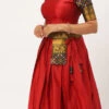 Red Art Silk Benarasi Jacquard A Line Lehenga Festive Wear
