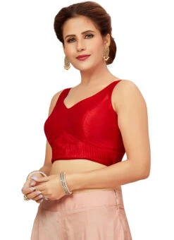 Red Art Silk Blouse After Six Wear -C Bazaar Shop red art silk blouse blmff1818 u