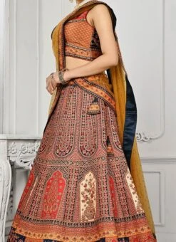 Red Art Silk Digital Print A Line Lehenga Festive Wear