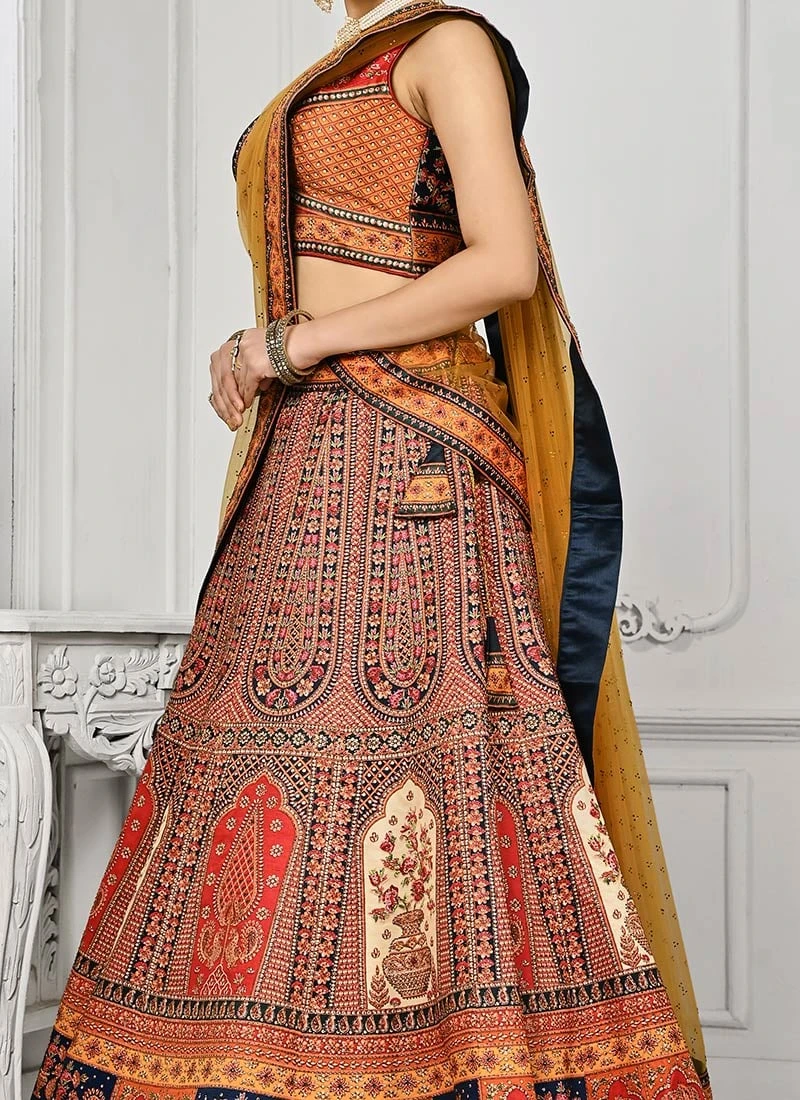 Red Art Silk Digital Print A Line Lehenga Festive Wear 1 Red Art Silk Digital Print A Line Lehenga Festive Wear