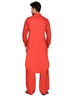 Red Art Silk Pathani Set -C Bazaar Shop red art silk pathani set kpmrg1559 b