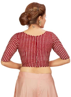 Red Blended Cotton Blouse After Six Wear -C Bazaar Shop red blended cotton blouse blmff1830re b