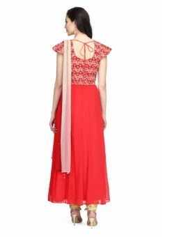 Red Chiffon Anarkali Suit Party Wear -C Bazaar Shop red chiffon anarkali suit slkifh9966000563 b