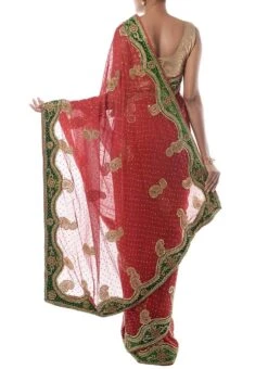 Red Chiffon Embellished Border Saree Party Wear 7 Red Chiffon Embellished Border Saree Party Wear -C Bazaar Shop red chiffon embellished border saree sa21i02156 b