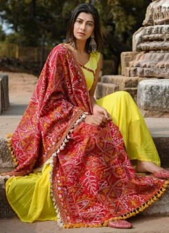 Red Cotton Dupatta Party Wear -C Bazaar Shop red cotton dupatta dssprq2540 u