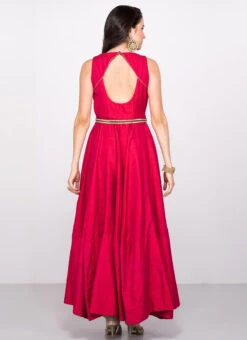 Red Cotton Silk Anarkali Suit Party Wear -C Bazaar Shop red cotton silk anarkali suit sldvc116 b