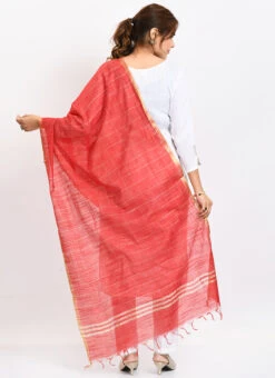 Red Cotton Slub Weaving Work Dupatta Work Wear -C Bazaar Shop red cotton slub weaving work dupatta dpdmimfd109 b