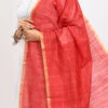 Red Cotton Slub Weaving Work Dupatta Work Wear