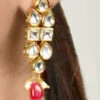 Red Designer Necklace Set With Earrings Party Wear