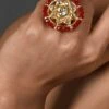 Red Designer Ring Party Wear