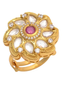 Pink Stone N Kundan Designer Ring Party Wear