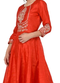 Red Embroidered Anarkali Suit Party Wear