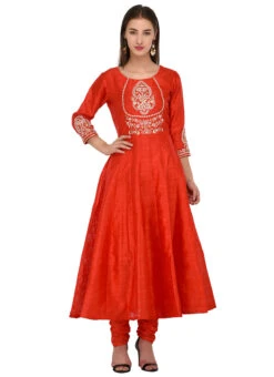 Red Embroidered Anarkali Suit Party Wear -C Bazaar Shop red embroidered anarkali suit sldrrwrs419 u
