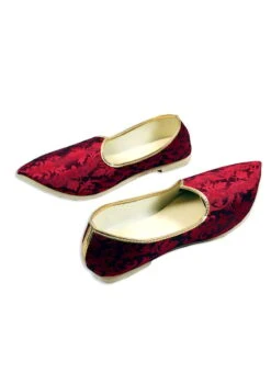 Red Faux Leather Embroidered Mojri