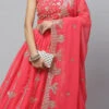 Red Georgette Embroidered A Line Lehenga Party Wear