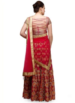 Red Georgette Zari Embroidery Umbrella Lehenga Wedding Wear -C Bazaar Shop red georgette zari embroidery umbrella lehenga ghkifh78r b