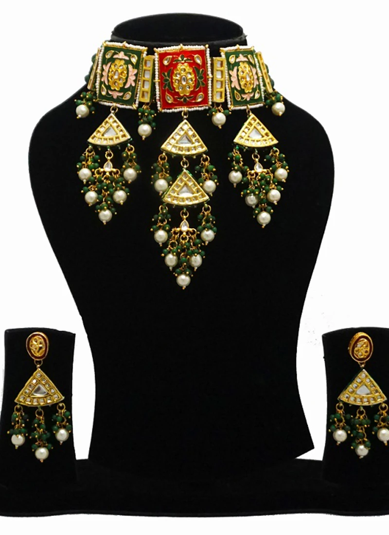 Red Green Kundan Necklace Set Party Wear 2 Red Green Kundan Necklace Set Party Wear - Image 2