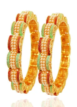 Red Kundan Bangle Set Festive Wear -C Bazaar Shop red kundan bangle set hjbrmkns0516 b