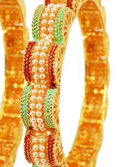 Red Kundan Bangle Set Festive Wear
