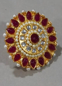 Red Kundan Ring Party Wear