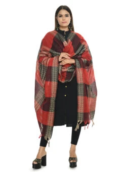 Red N Black Handloom Cotton Weaving Work Dupatta Work Wear -C Bazaar Shop red n black handloom cotton weaving work dupatta dpdmimfd074 u