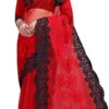 Red N Black Net Embroidered Stone Work Saree Festive Wear