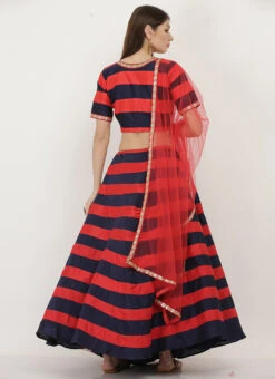 Red N Blue Art Dupion Silk Printed Umbrella Lehenga Party Wear -C Bazaar Shop red n blue art dupion silk printed umbrella lehenga ghjiw2 b