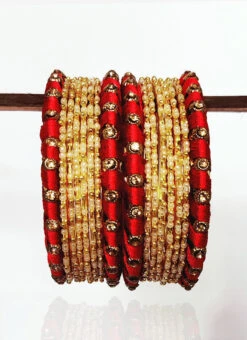 Red N Gold Designer Bangles Party Wear -C Bazaar Shop red n gold designer bangles hjbrde11 b