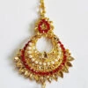 Red N White Kundan Chaandbali Style Mangtikka Festive Wear