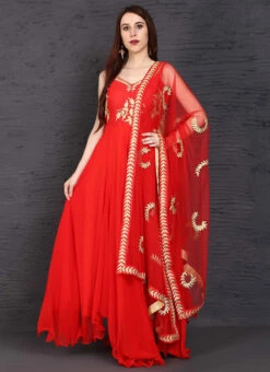 Red Net Anarkali Suit Party Wear -C Bazaar Shop red net anarkali suit slsifh990016 u