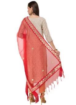 Red Organza Cotton Gota Patti Work Dupatta Festive Wear 7 Red Organza Cotton Gota Patti Work Dupatta Festive Wear -C Bazaar Shop red organza cotton gota patti work dupatta dpdmfmfd002 b