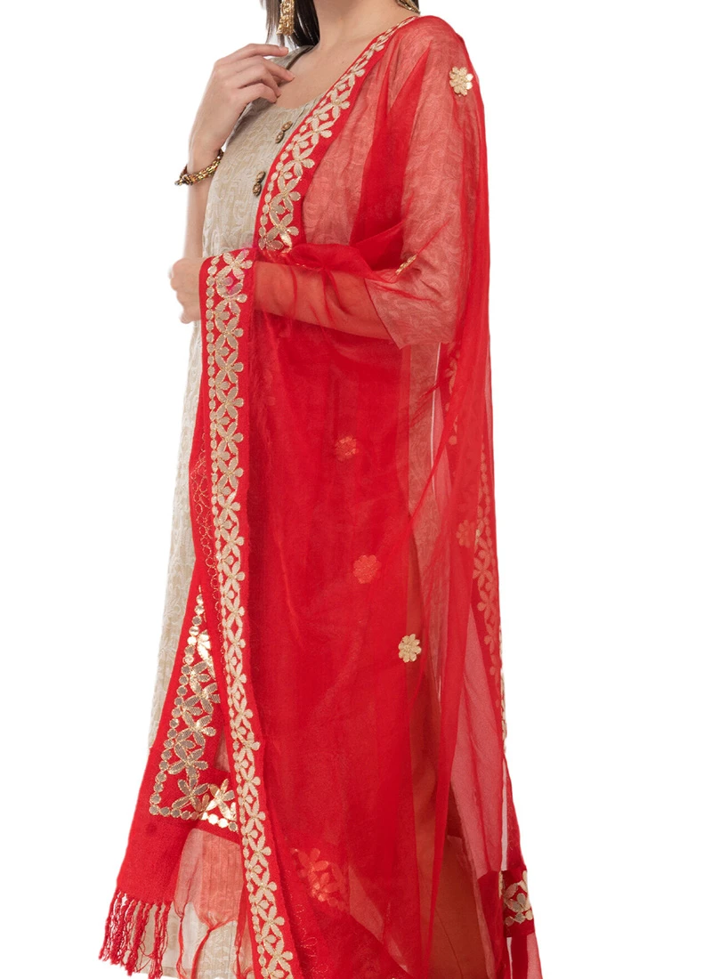Red Organza Cotton Gota Patti Work Dupatta Festive Wear 1 Red Organza Cotton Gota Patti Work Dupatta Festive Wear