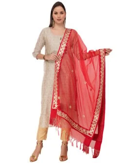 Red Organza Cotton Gota Patti Work Dupatta Festive Wear 6 Red Organza Cotton Gota Patti Work Dupatta Festive Wear -C Bazaar Shop red organza cotton gota patti work dupatta dpdmfmfd002 u